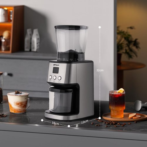Aligain Stainless Steel Burr Coffee Grinder with 51 Grind Settings，Grind Timer,Electric Coffee Grinder for Espresso/Drip/Pour Over/Cold Brew/French Press Coffee Maker，120V/165W