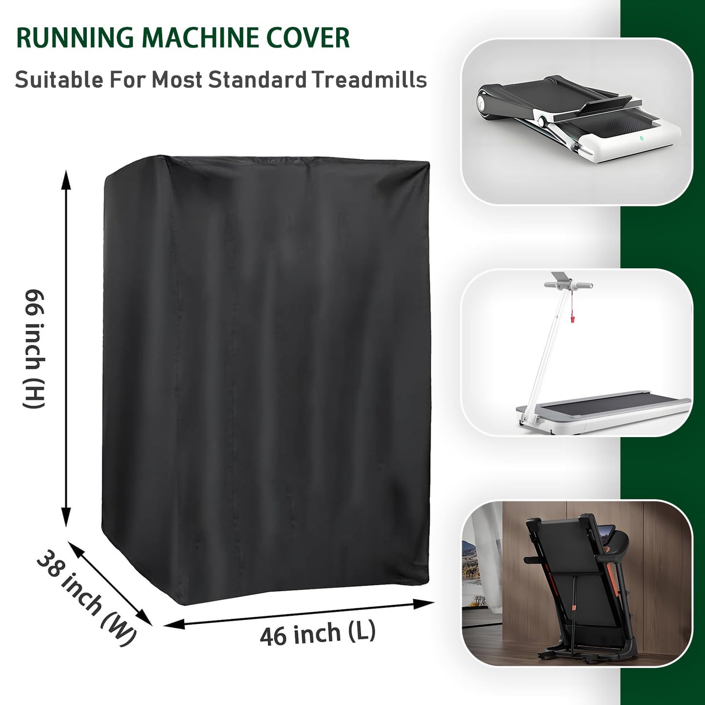 Folding Treadmill Cover, Running Machine Cover, Oxford Cloth Waterproof Dustproof Exercise Equipment Bag with Drawstring and Storage Bag For Outdoor Indoor Gym Treadmill