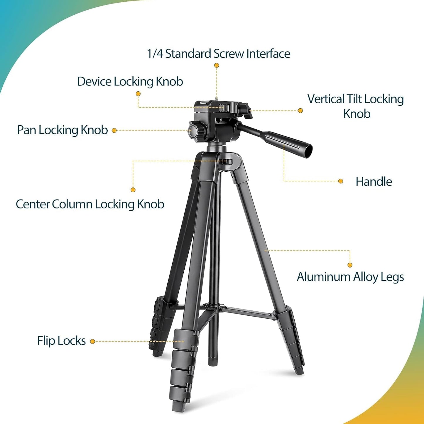 Aureday 64 Phone Tripod Stand, Extendable Cell Phone&Camera Tripod with Wireless Remote and Phone Holder, Aluminum iPad
