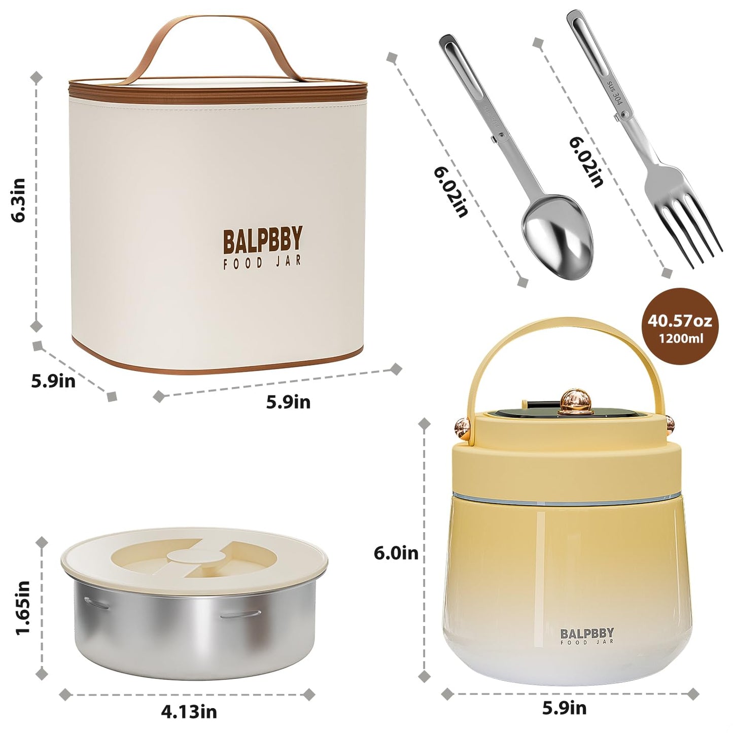 Thermo for Hot Food Adults 40OZ Soup Thermo Lunch Containers Wide Mouth Vacuum Insulated Food Jar Stainless Steel Leakproof Lunch Box with Spoon and Fork, Keeps Food Warm, Ideal Gift for Women