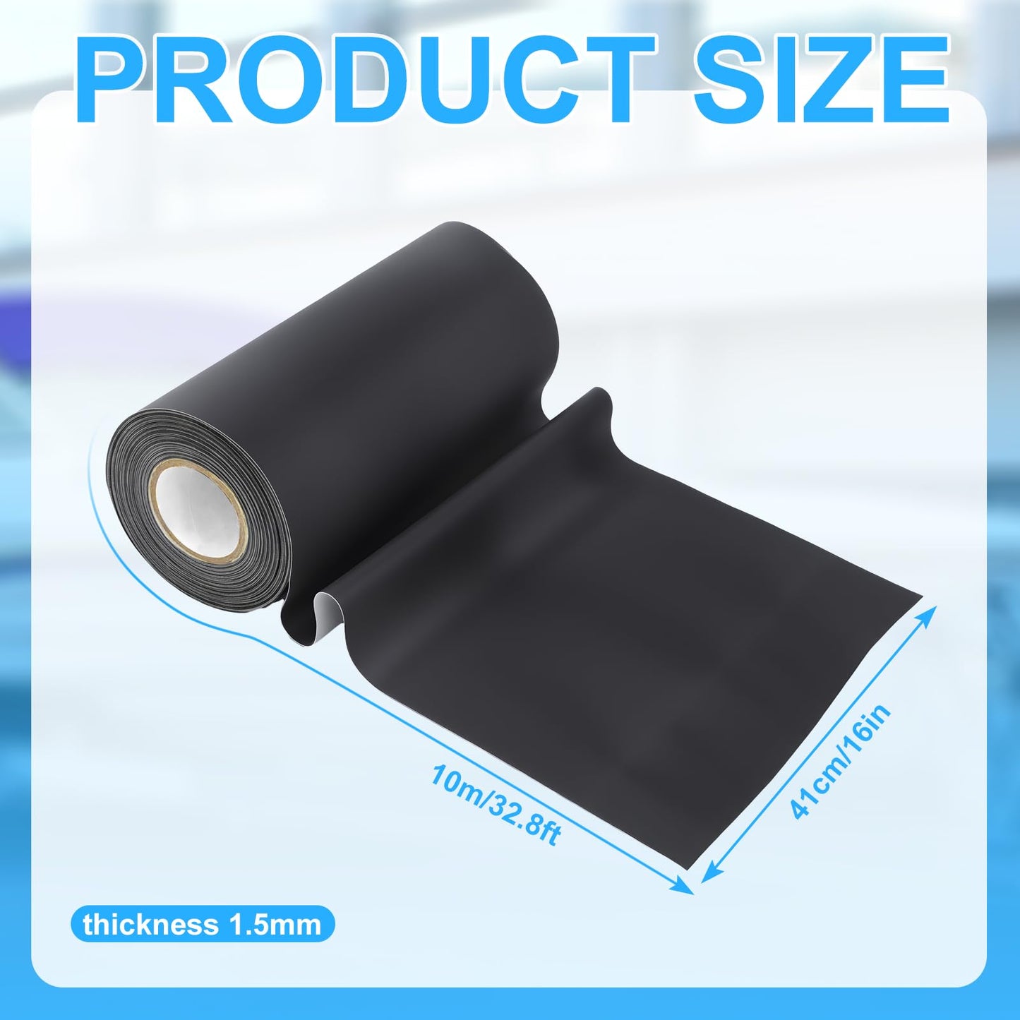 Joyfolk 16in x 32.8ft Epdm Rubber Roofing for Liner Bonding Sealing Repairs, 60 Mil Black Self Adhesive Epdm Waterproofing Membrane for Joints Roofs Windows