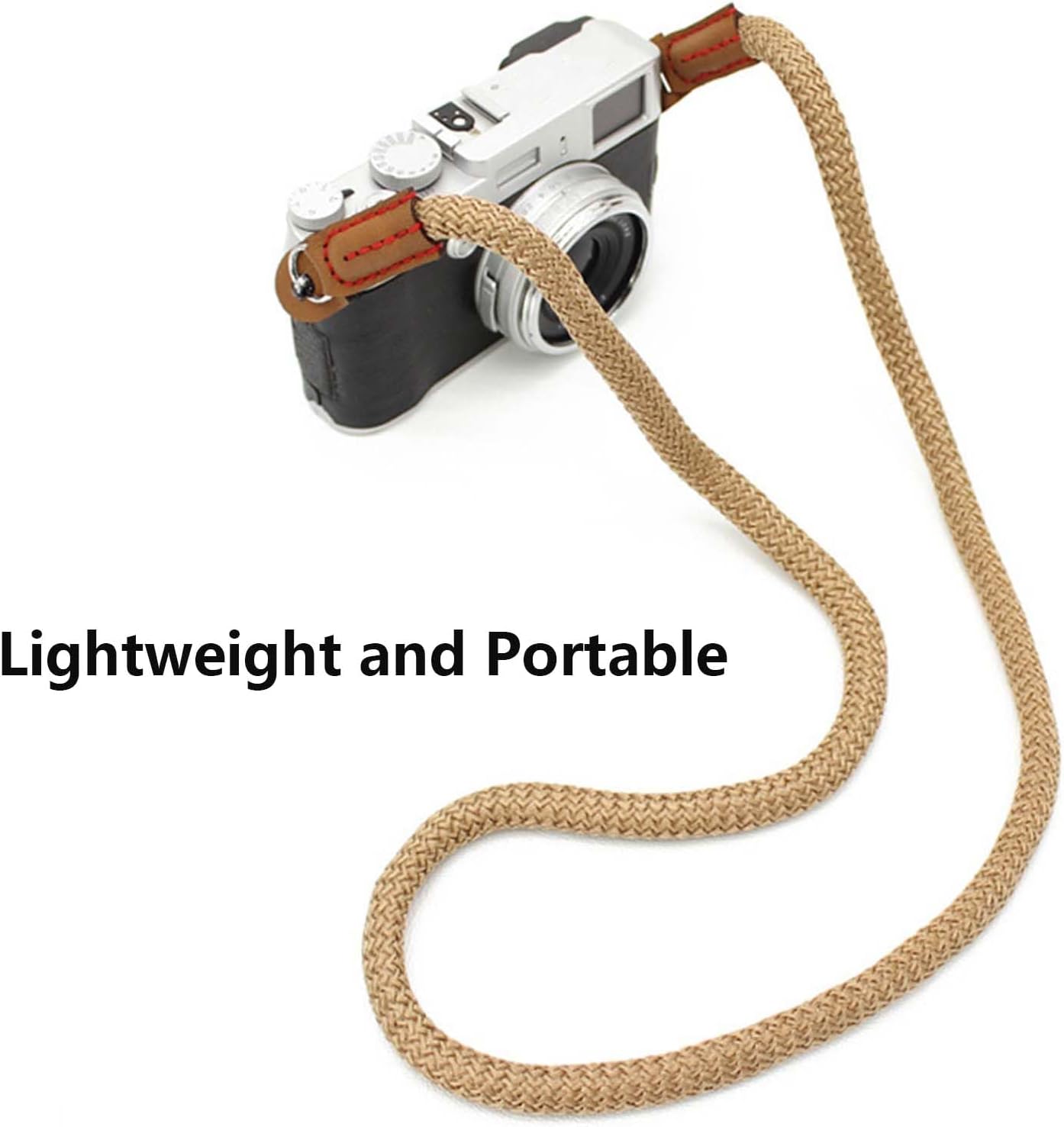 Generic Adjustable Rope Camera Neck Strap Braided Shoulder Strap with Secure O-Ring & Soft Leather Pad for DSLR