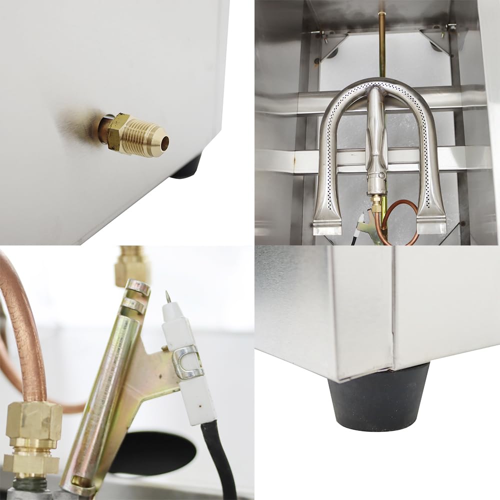 INTBUYING 6L Commercial Deep Fryer Single Tank LPG Gas Chips Stainless Steel Fryer with Fry Basket French Fries Fried Potato Chicken Frying Machine with Gas Regulator Valve