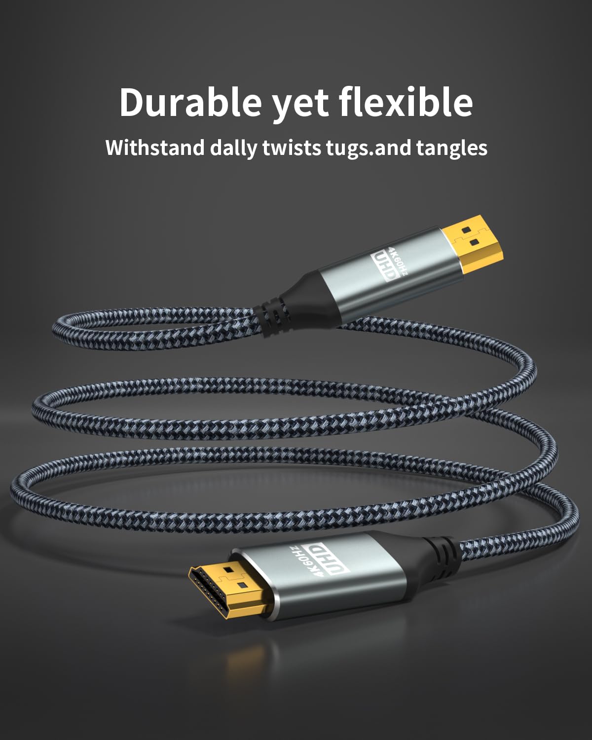 4K 10Feet, 4K@60Hz/2K@120Hz, 1.2 1.4 DisplayPort to HDMI Cable Supports Uni-Direction DP Computer to HDMI Screen Cable