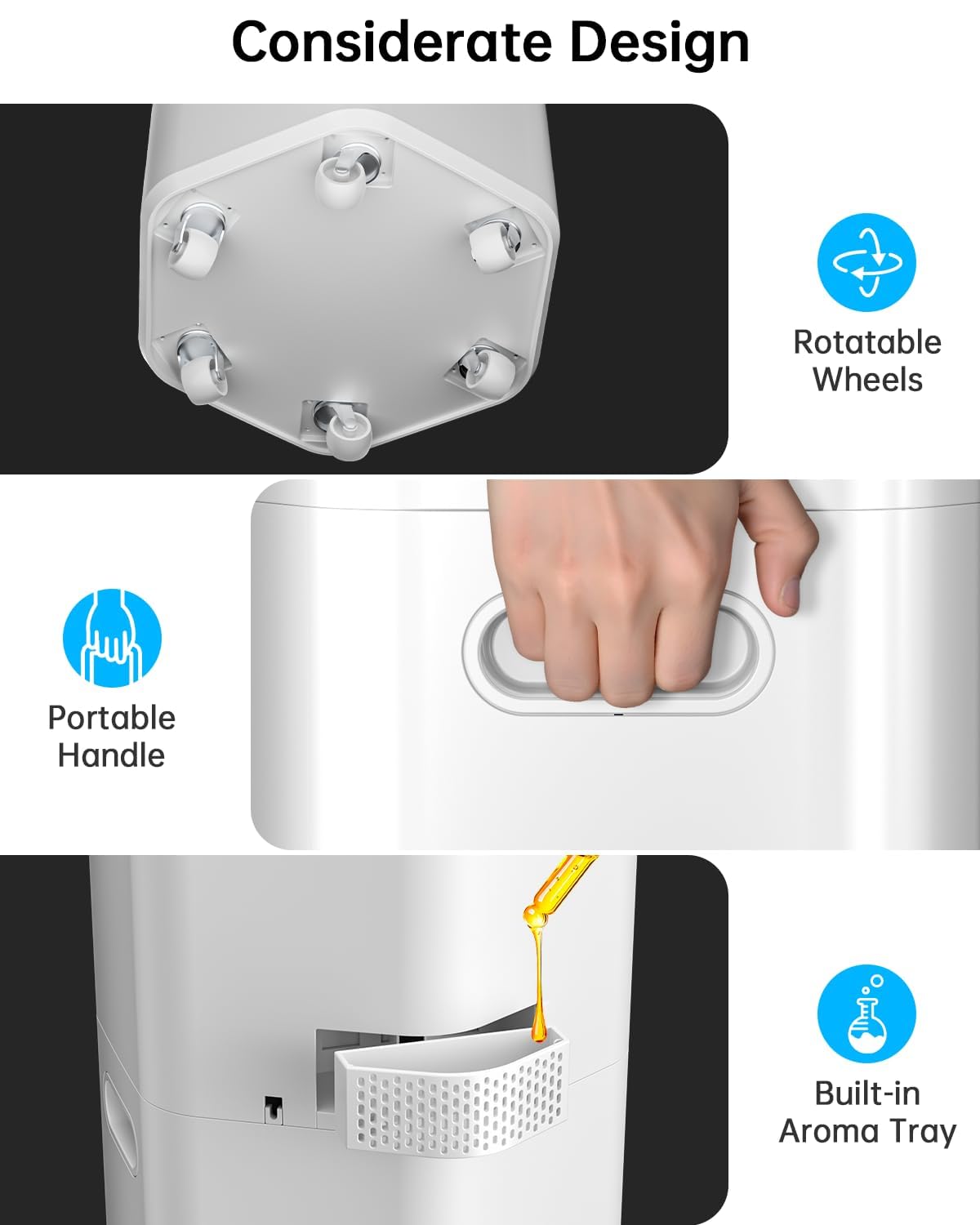 AERZY 5Gal Smart Humidifier Large Room up to 2800ft², 1000mL/h, APP & Remote Control, 180° Auto Rotating Nozzle, 24H Timer, 60H Supersized Cool Mist Humidifiers for Whole House Home Office Plants