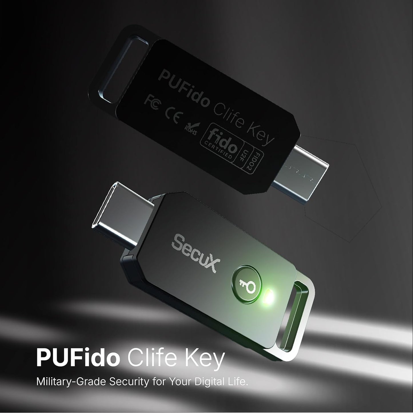 SecuX FIDO2/U2F 2FA PUFido USB-C Security Key with PUF Technology, Certified, Hardware-Rooted Unclonable Security