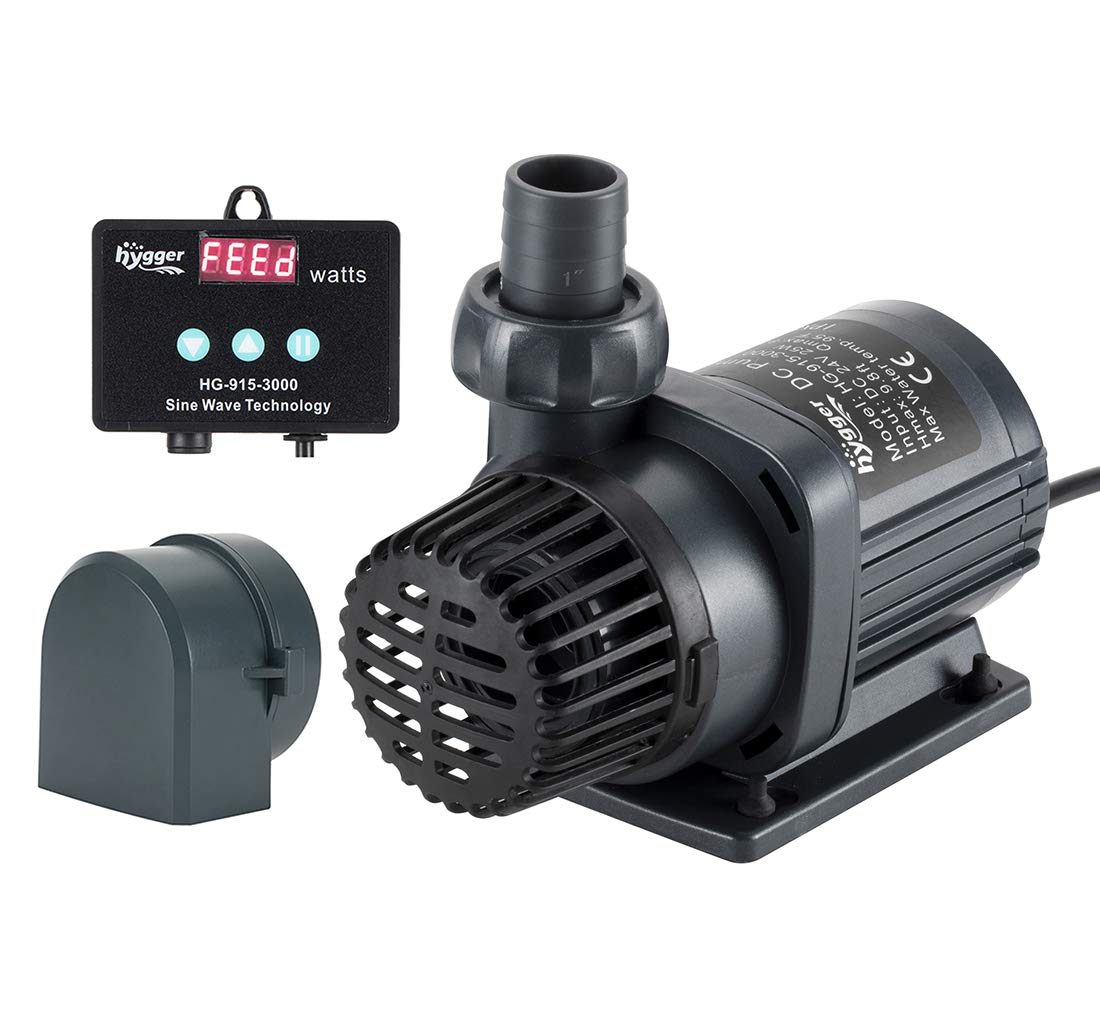 hygger 24V DC Water Pump Inline Submersible Saltwater Aquarium Pump with Controller Return Pump for Sump Tank 2650 GPH