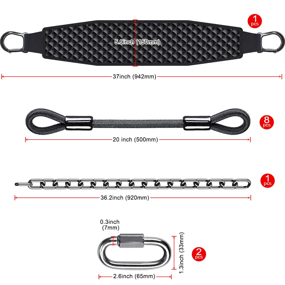 Kipika Pull Up Bands with Dip Belt - Adjustable Resistance for Chin Ups, Body Stretching & Strength Training - Heavy Duty Elastic Straps & Metal Chain Suitable for Home Gym Workout