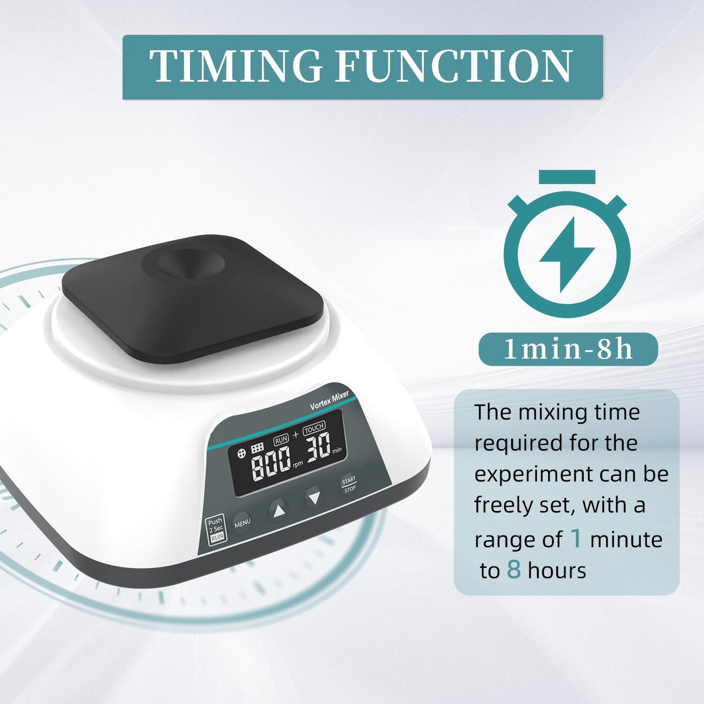 LABHOUSE Digital Vortex Mixer Shaker 0-3000 RPM Touch & Continuous Function W/ 7 Modules for Lab Tube Paints Polish Eyelash Adhesives Mixing(Timable)