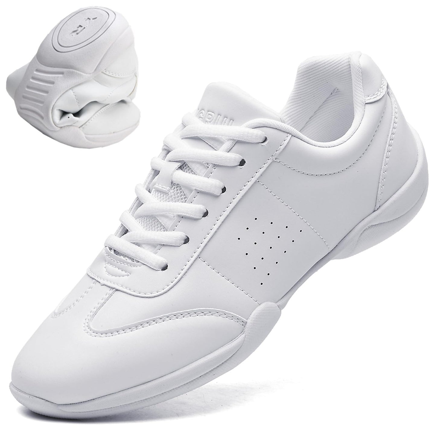 DADAWEN Adult & Youth White Cheerleading Shoe Athletic Sport Dance Shoes Training Competition Tennis Sneakers Cheer Shoes White US Size 12 M Little Kid