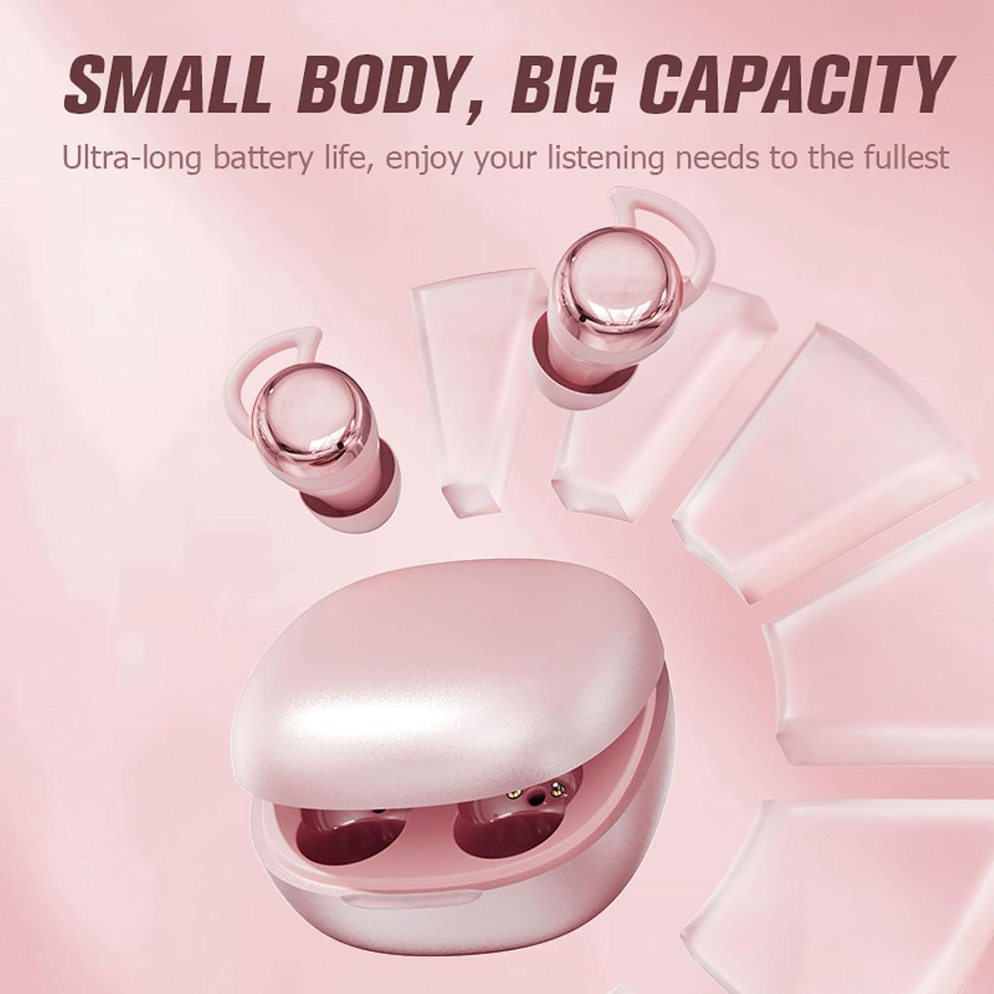 Yihou Invisible Small Mini Sleep Earbuds Pink Wireless Bluetooth Comfortable Side Sleepers Sleeping Tiny Micro Smallest