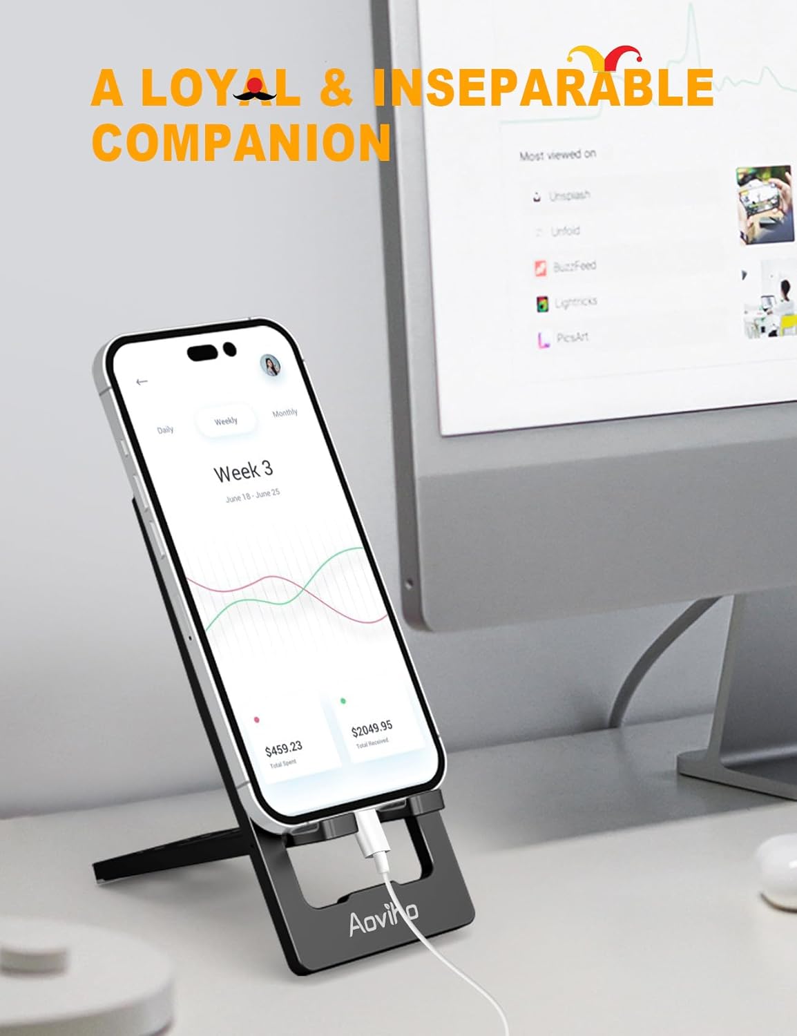 Aoviho 17 16 15 14 13 12 3.7"-7" Phone Stand for Desk, Ultra-Thin Foldable Aluminum Phone Holder, Portable Travel