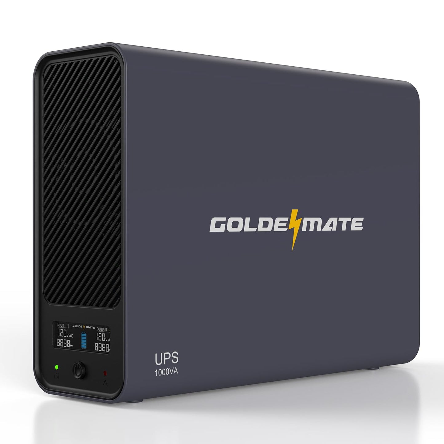 GOLDENMATE 1000VA/800W Lithium UPS Battery Backup and Surge Protector, Sinewave UPS System with LiFePO4 Battery(230.4 Wh), 2025 Upgraded Pro Ver. with Communication Port, 8 Outlets, LCD Display, Gray