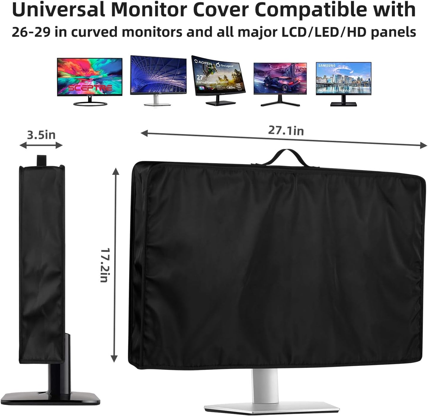 26, 27, 28, 29 inch 27 inch, 26-29 inch Monitor Cover LCD/LED/HD Panel Case - Antistatic Water Resistant Monitor Dust