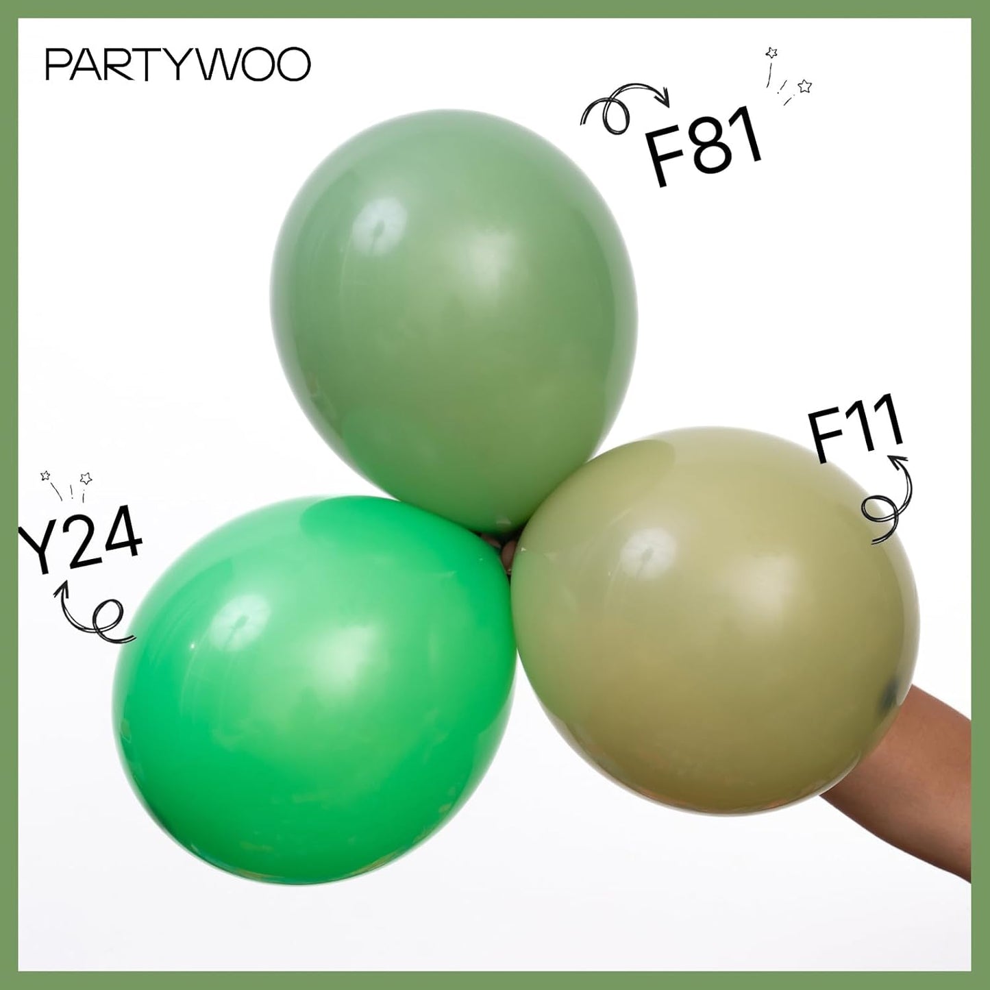 PartyWoo Sage Green Balloons - 140-Piece Set with 12", 10", 5" Sizes | Boho Jungle Party Decor