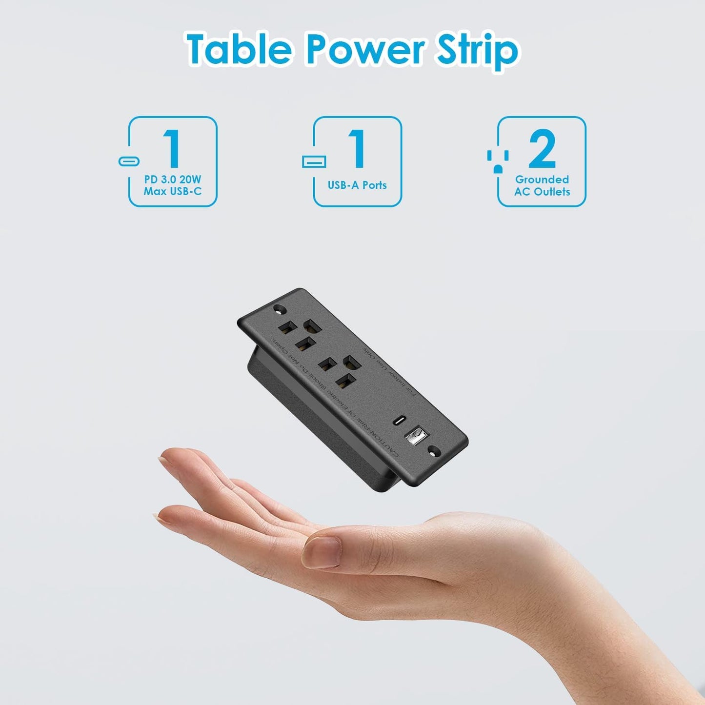 Jgstkcity 20W,Flat Grommet,10ft Recessed Power Strip USB C Plug Ultra Thin Extension Cord,Furniture Desktop Charging