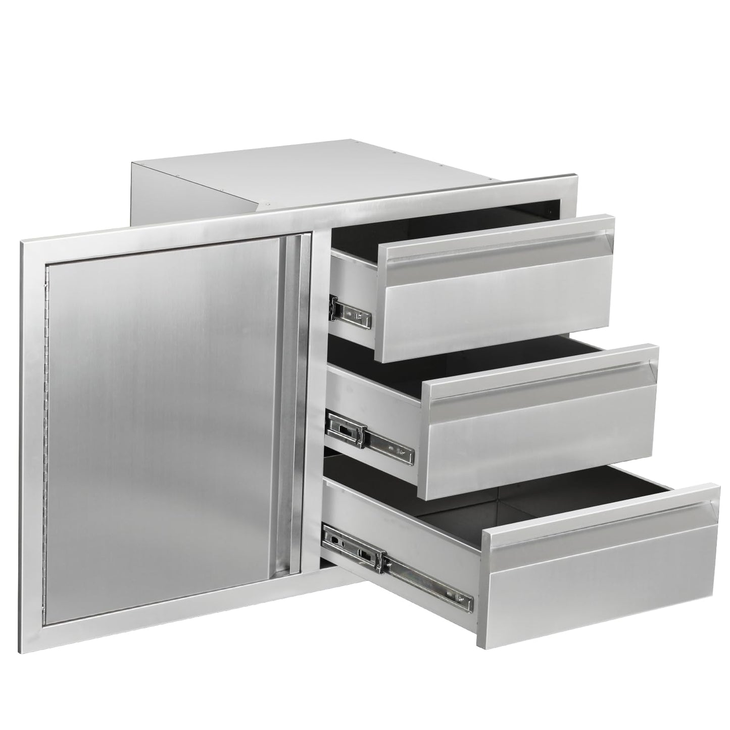 SGOLAN Outdoor Kitchen Door Drawer Combo Cabinet 38.1W x 22.6H x 20.8D BBQ Access Door&Triple Drawers Combo, Stainless Steel Handles for Outdoor Kitchen Island