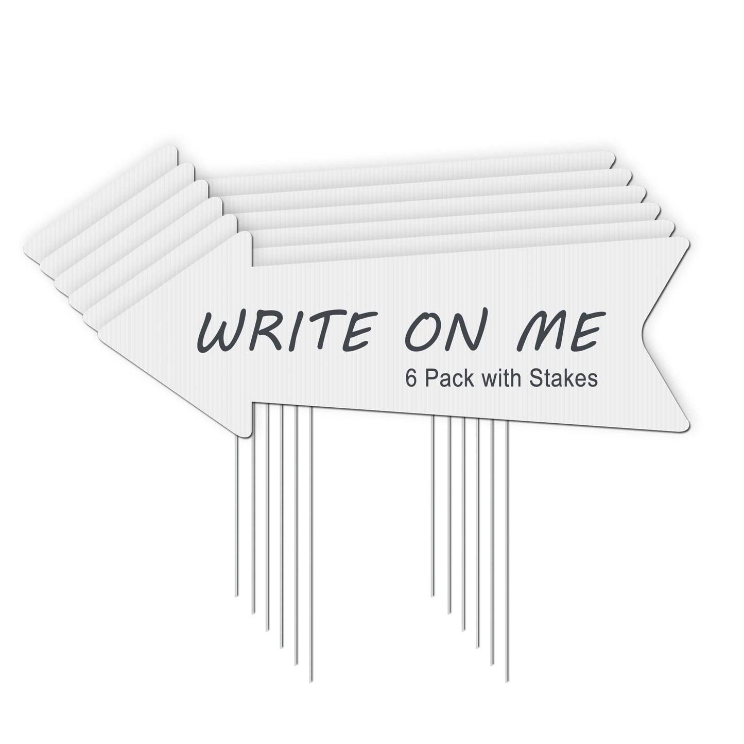 Blank Arrow Signs With Stakes 6 Pack - 17 x 6 Inches Wedding Directional Yard Signs, This Way Arrow Birthday Party Signs
