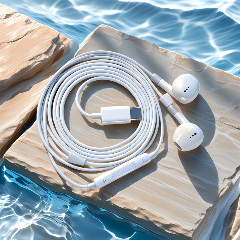 Generic 17/16/15, Noise Cancelling USB-C Wired Earbuds Compatible for iPhone iPad, Type-C Headphones with Microphone