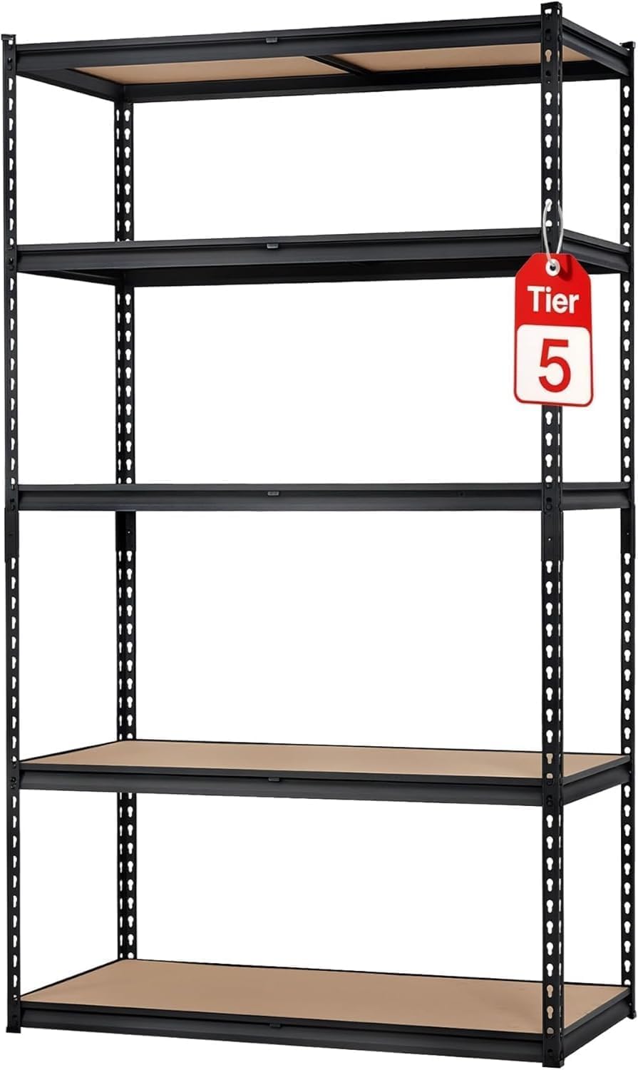 MOVECOM 5-Tier Heavy Duty Steel Shelving Unit, 2000 LBS Capacity Adjustable Garage Shelves, Large Storage Rack for Kitchen, Basement, Laundry, 36" L x 18" W x 72" H