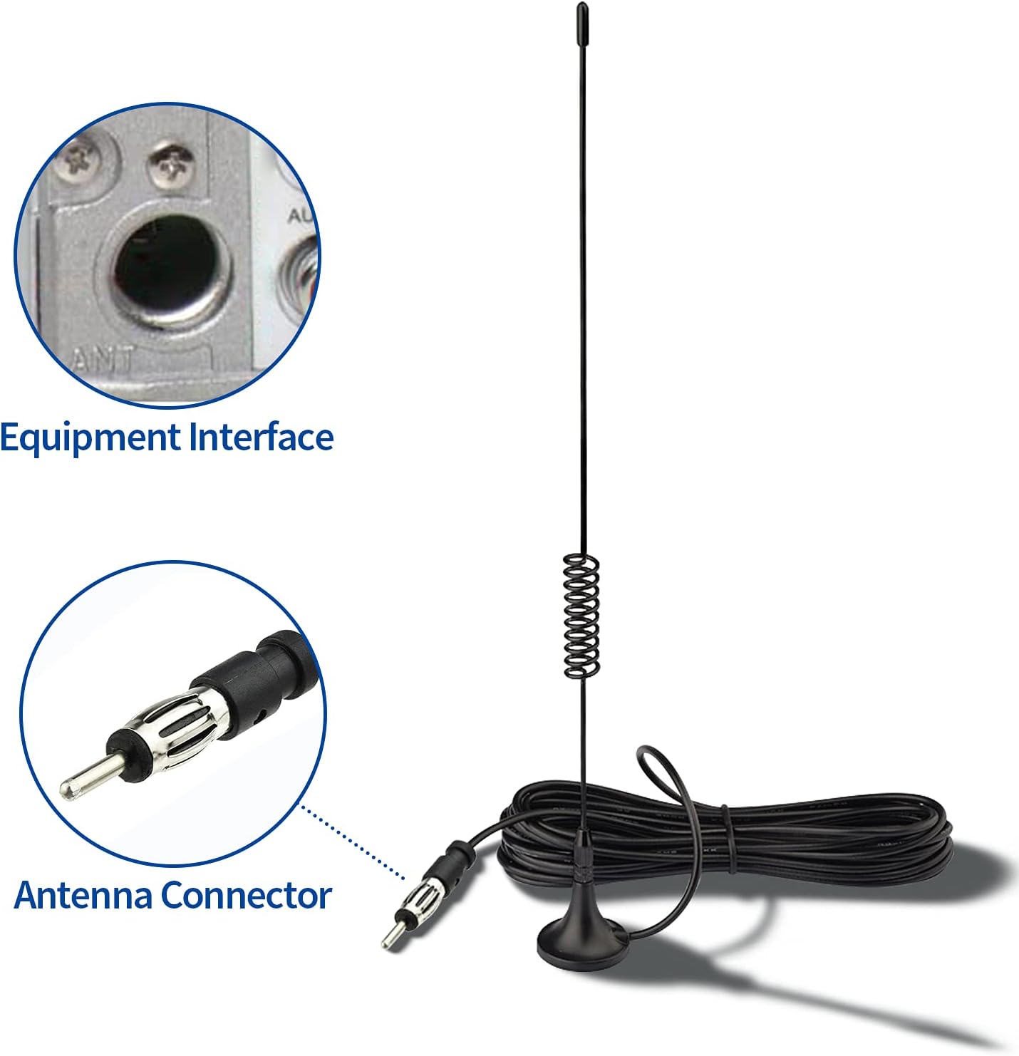 BINGFU Universal Car Stereo FM AM Radio Antenna Magnetic Base Aerial for Vehicle Truck SUV Truck RV Marine Boat Car