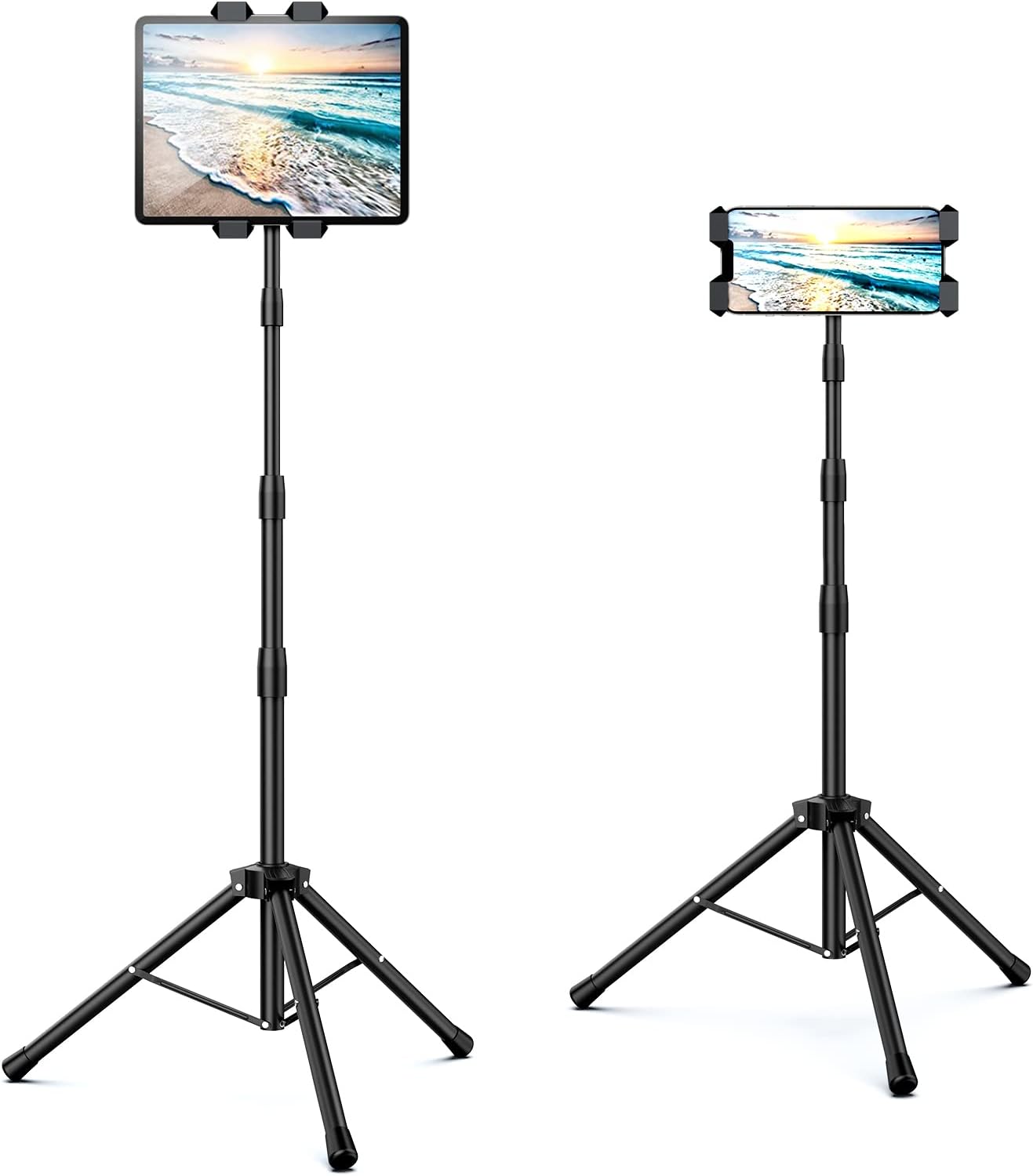 Raking 360Rotating 5.5-12.9 Inch Tablet Floor Stand, Height Adjustable Cellphone Floor Stand with Tripod Mount
