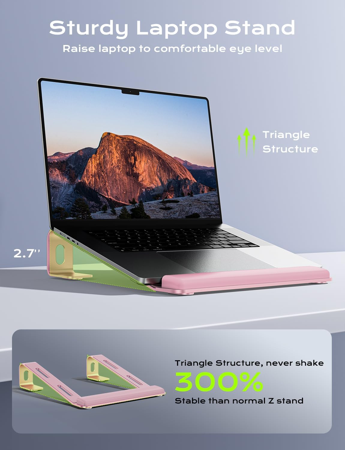 JCZT 10-17'' Aluminum Laptop Stand, Notebook Stand with Wrist Rest, Ergonomic Detachable Laptop Mount, Computer Stand