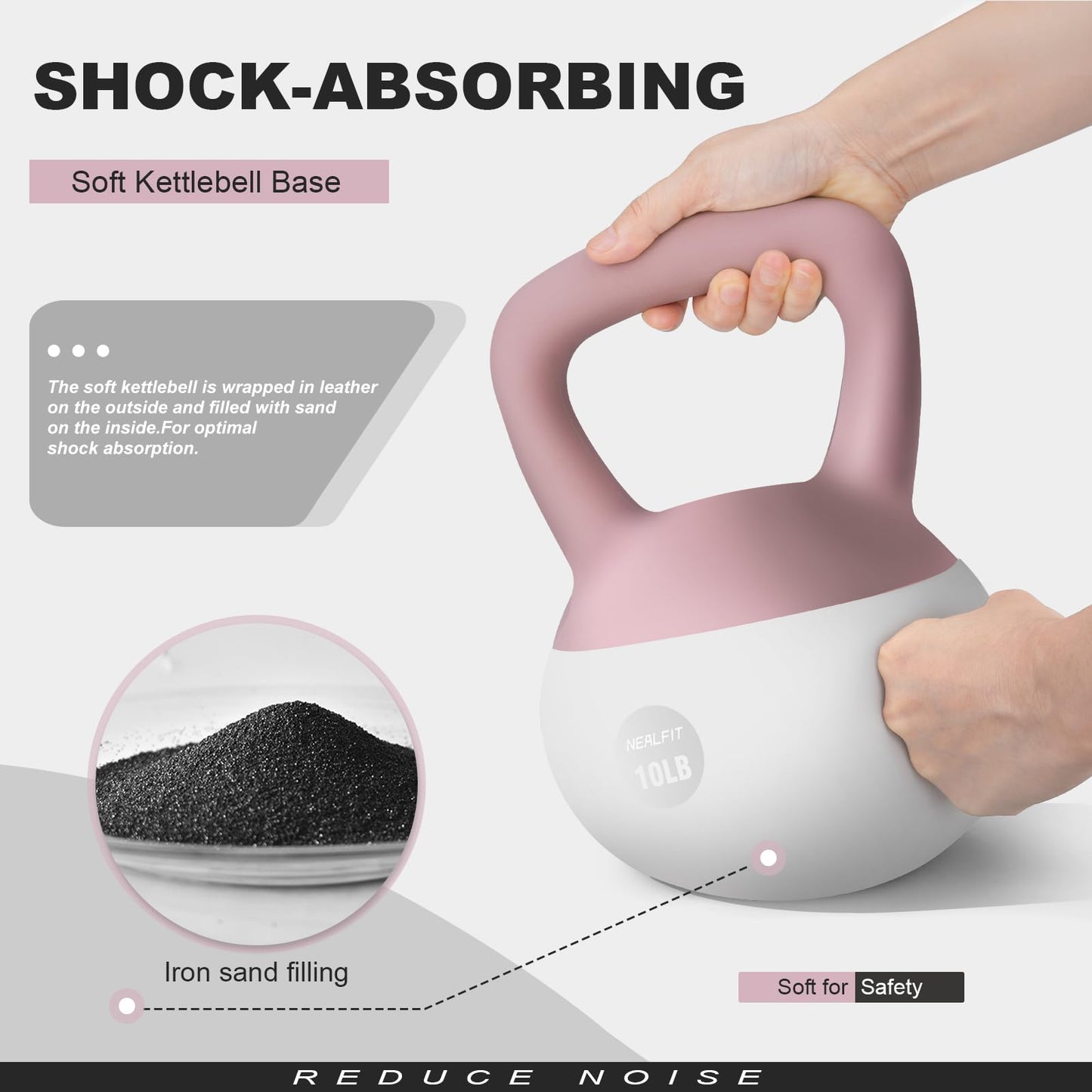 NEALFIT Soft Kettlebell 5LB/10LB/15LB/20LB/25LB, Kettlebells for Home Gym Strength Training, Anti-Slip Fitness Weights for Men Women (5LB Pink-White)
