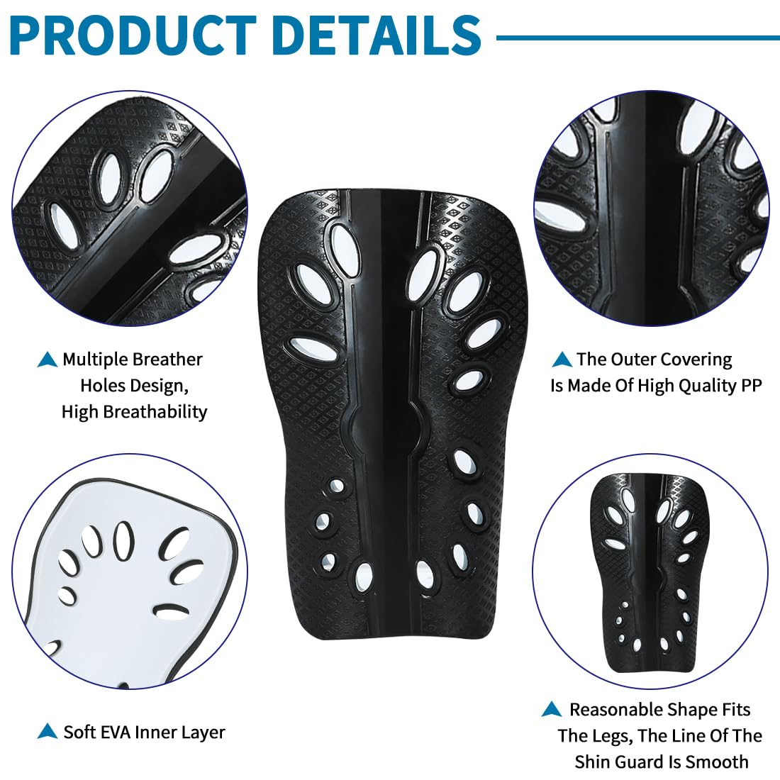 ADEGARI Soccer Shin Guards for Kids Youth, 2 Pairs Breathable Shin Pads for Boys Girls Teens Adults, Lightweight Football Equipment Cushion Protection for Men Women
