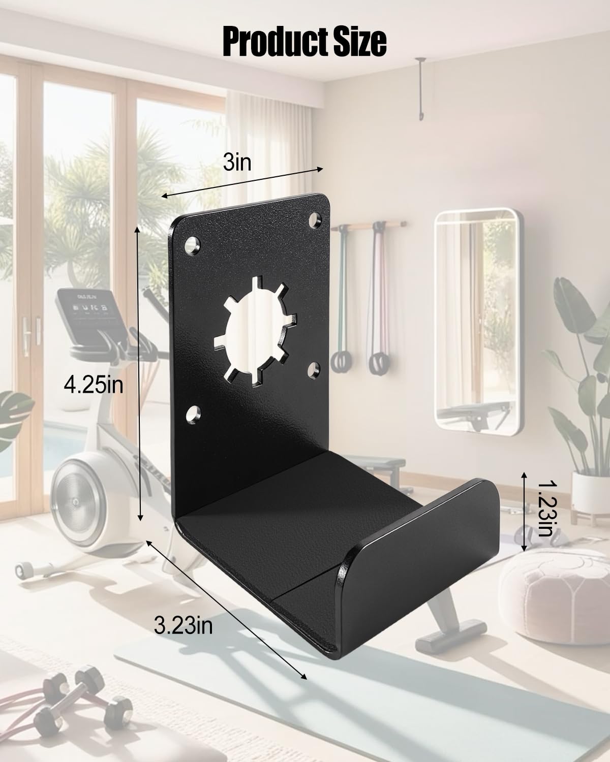 Weight Bench Gym Storage with Rubber Gasket, Heavy Duty Wall Mount Brackets 200 lb, Adjustable Hanger Home Gym Space-Saving Storage for Weight Benches, Hex Bars & Rowing Machines