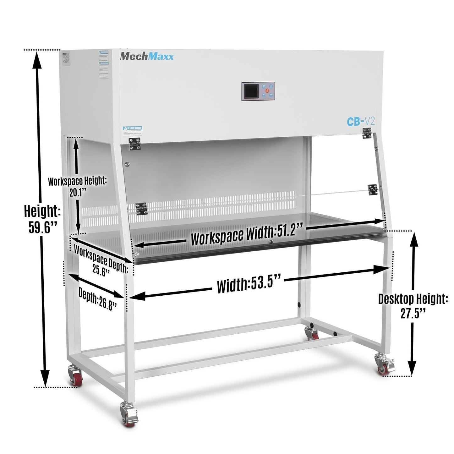 MechMaxx 53.5″ Wide CB-V2 Vertical Laminar Flow Clean Bench with HEPA Filtration & UV Sterilization | ISO Class 5, CB-V2