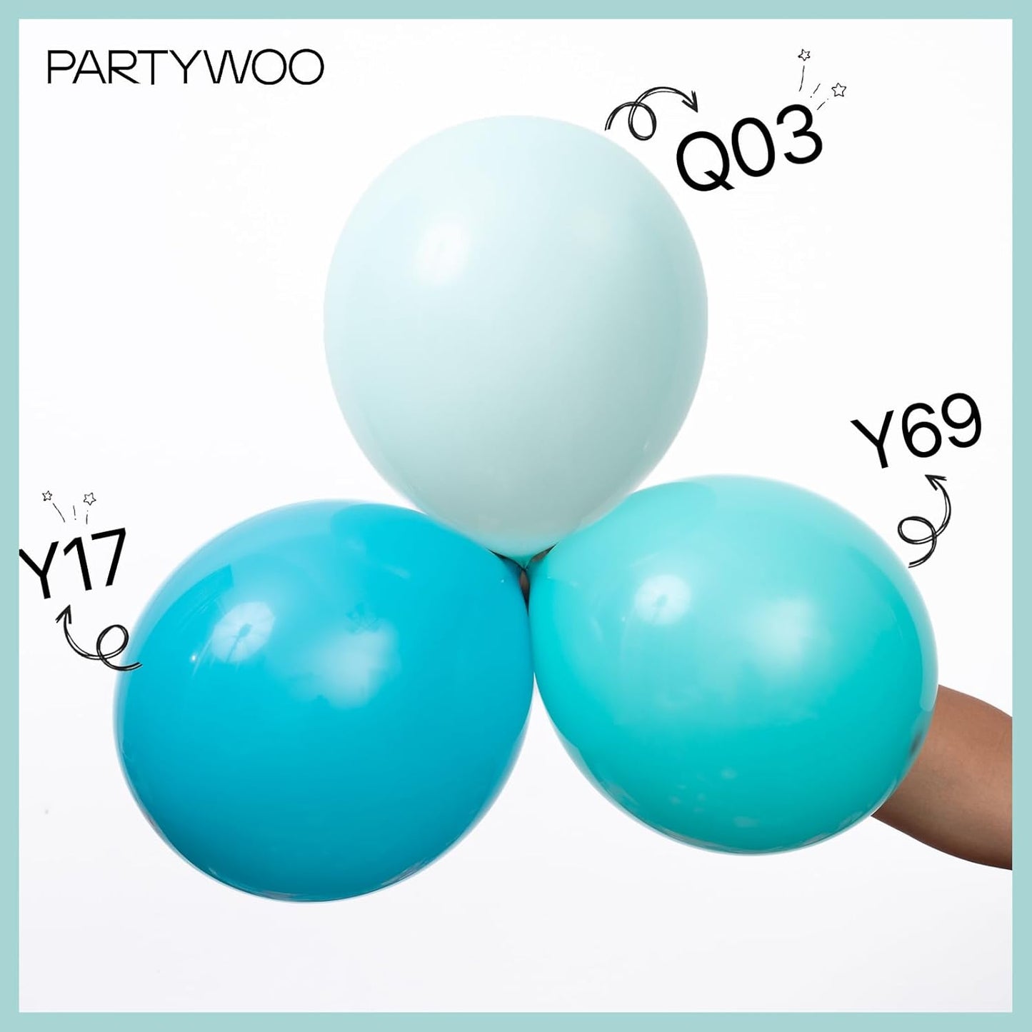 PartyWoo Teal Balloons - 50 Pack 12 Inch Pastel Turquoise Balloons for Celebrations & Events