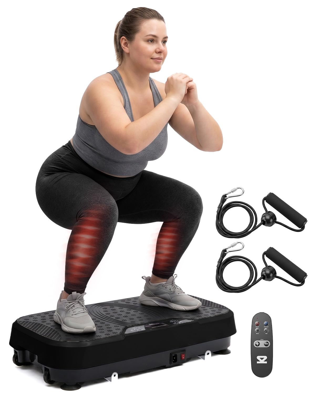 SQUATZ Vibration Plate Exercise Machine, Vibration Plate with Handles and 1-99 Speed Levels, 10 Preset Programs, Quiet Low-Impact Home Fitness Platform with Remote Control, Portable Design, Black