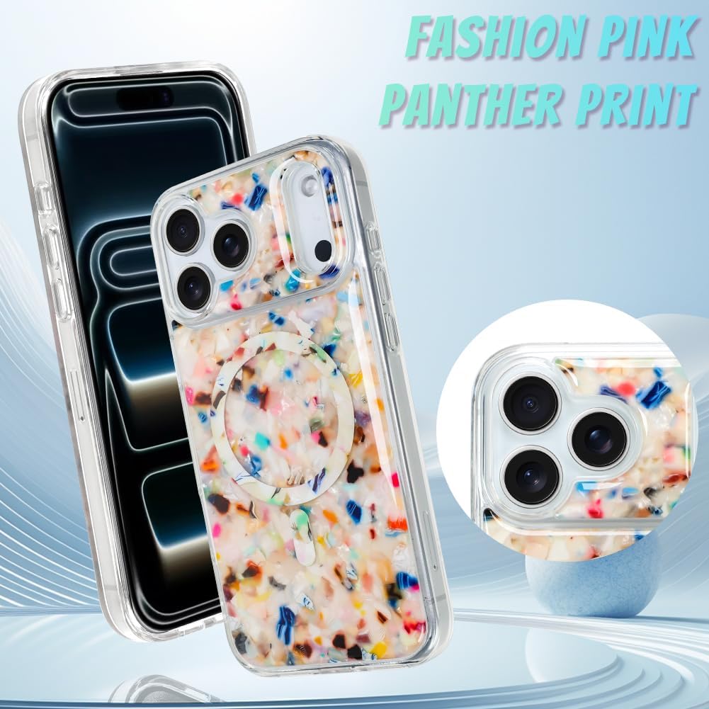 Bonoma 17 2025, for iPhone Pro Max Case Sparkly Luxury Marble Back, Magnetic Support for MagSafe Shockproof Cover