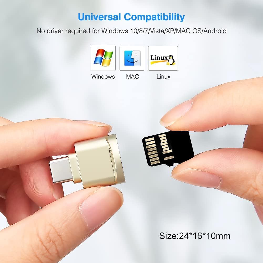 leizhan Type C Micro SD/TF Card Reader with Keychain,USB C to Micro SD SDHC SDXC OTG Memory Reader, Type C Card Reader