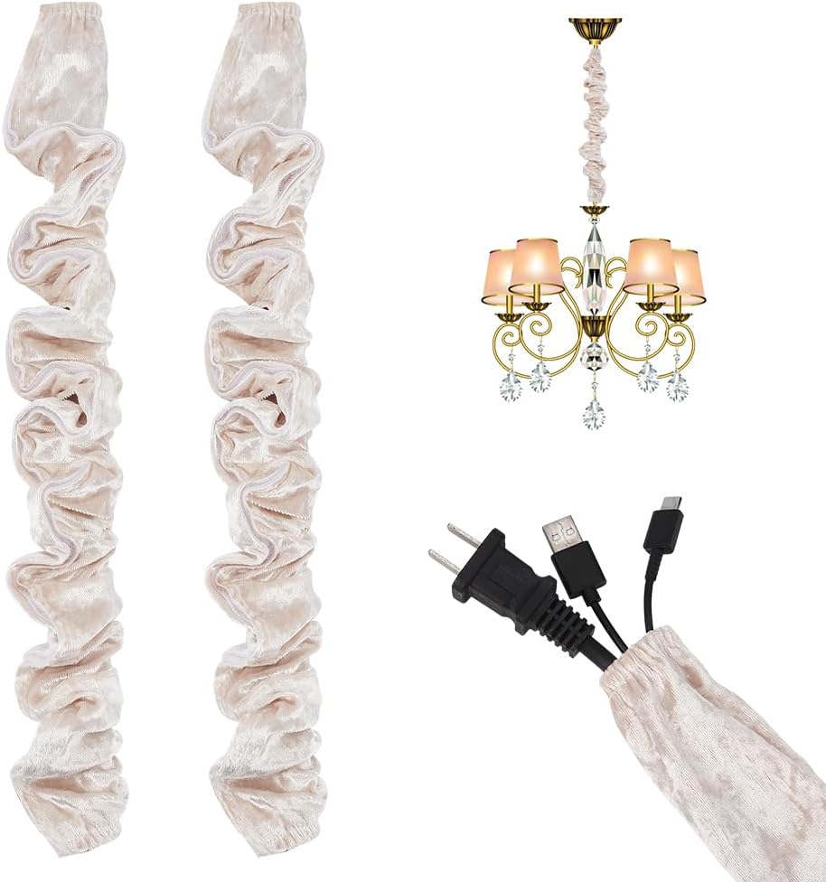 2PCS 39inch BENECREAT Chandelier Chain Cover, Fabric Cord Cover, Velvet Cloth Chain Sleeve for Electric Wire Lamp