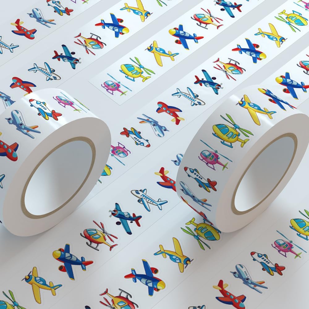 Miaasfjk 500Pcs Cartoon Airplane Sticker Roll Colorful Aircraft Labels Waterproof Planes Funny Graffiti Decals