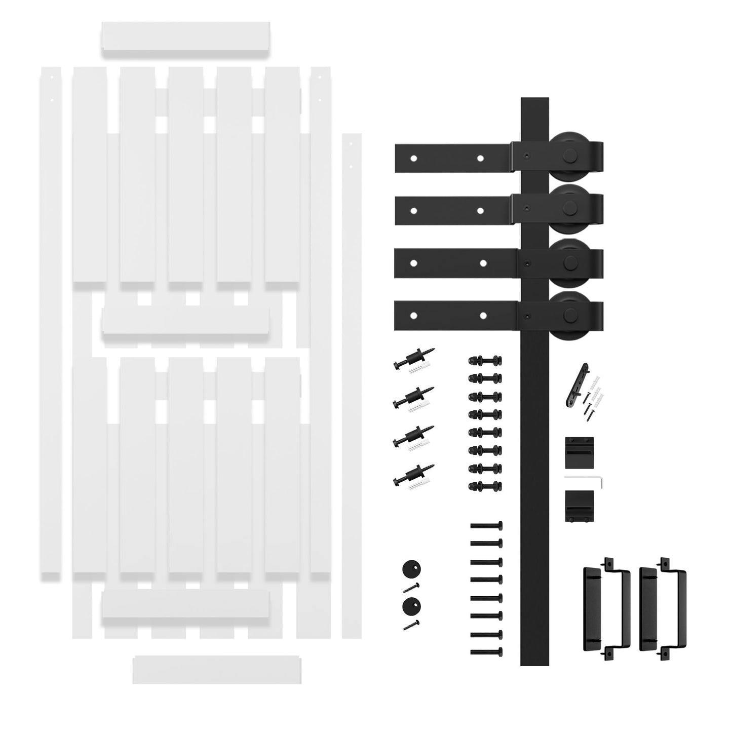 COSHOMER 36" x 84" Bypass Barn Door, Sliding Barn Door with 6.6FT Track Hardware Kit Included, H Shape Solid Core MDF Barn Doors, Waterproof PVC Surface, Save Space, Easy to Install, White