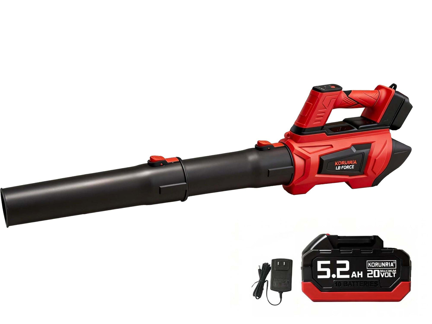 Korunria 20V Cordless Leaf Blower with Brushless Motor, 420CFM 137MPH, Lightweight Electric Leaf Blower Battery Powered, Max 80 Mins, with 5.2Ah Battery and Charger, LB Force (One Battery)