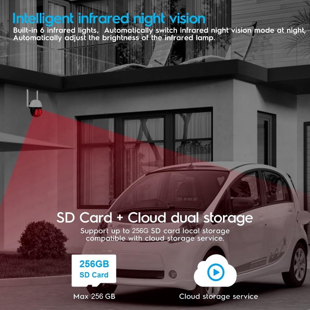 funxwe 1080P Smart WiFi PTZ Security IP Camera, Wireless HD Pan Tilt Camera, Two Way Audio Siren Motion Detection