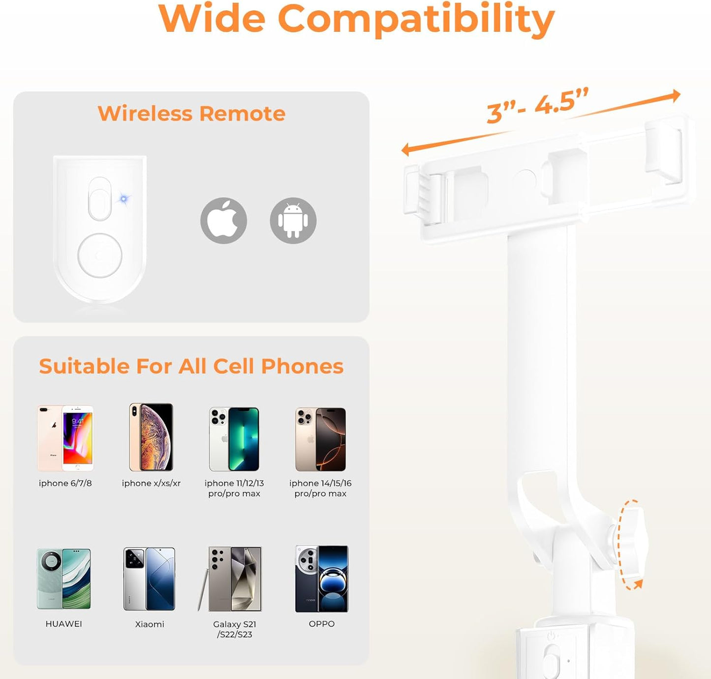 SENSYNE 53" Selfie Stick for Phone, Extendable Travel Tripod with Detachable Remote for Photography, Selfies