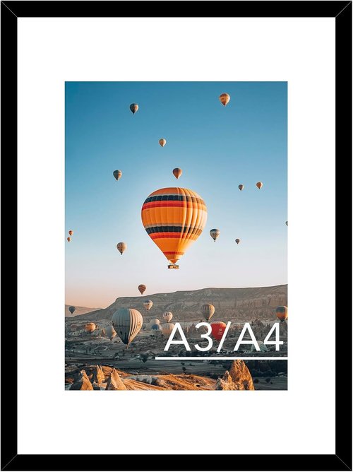 JCJMY A3 Black Picture Frame - Versatile Display for 8.3x11.7 with Mat or 11.7x16.5 Without Mat