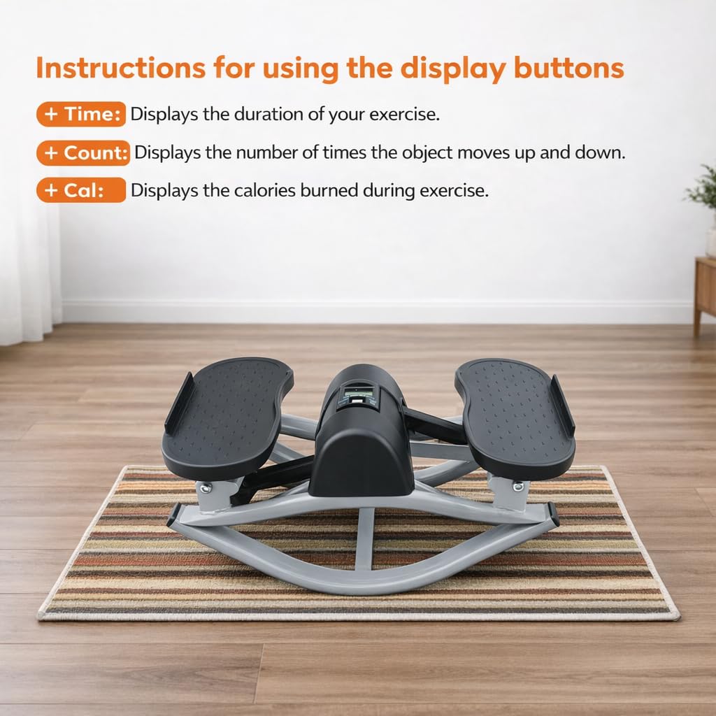 Side to Side Rock Stepper Machine with Resistance Bands & Exercise Mat, Lateral Fitness Stepper with Digital Display for Legs, Glutes & Core, Compact Low Impact Home Cardio Workout Equipment