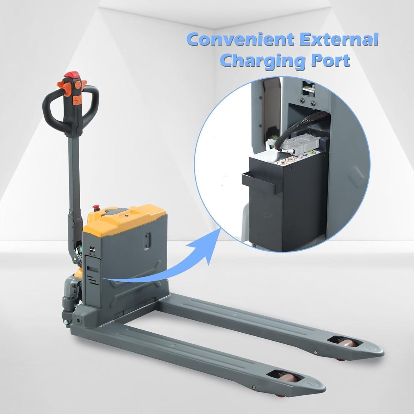 Apollo Full Electric Pallet Truck Lithium Power Pallet Jack Truck 4400lbs Capacity 48" L x 27" W Forks for Material Handling, Strong Torque for Climbing, Suitable for Warehouse, Supermarket, A-1038