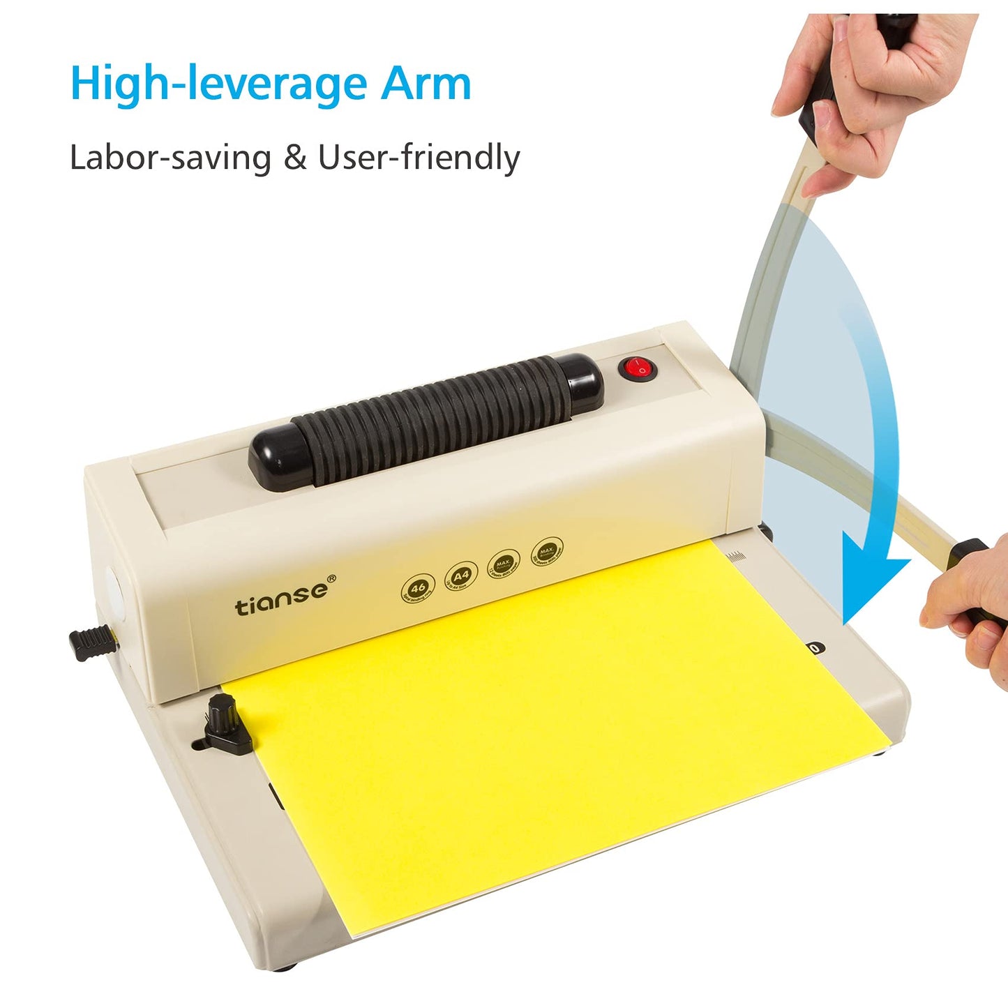 TIANSE Binding Machine - Electric Coil Inserter for Professional Binding, 12-Sheet Punch, for Letter/A4/A5 & Plastic/Metal Coils, with 100 Coil Spines & Pliers for Home, Office, School, DIY
