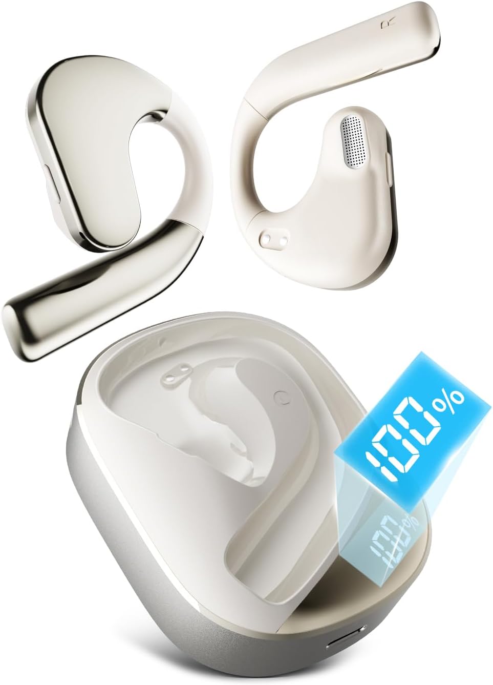 5.4 w/16.2mm 50H 3 IPX5, Open Ear Headphones, Dynamic Bass Boost Bluetooth Air Conduction Wireless Earbuds Large