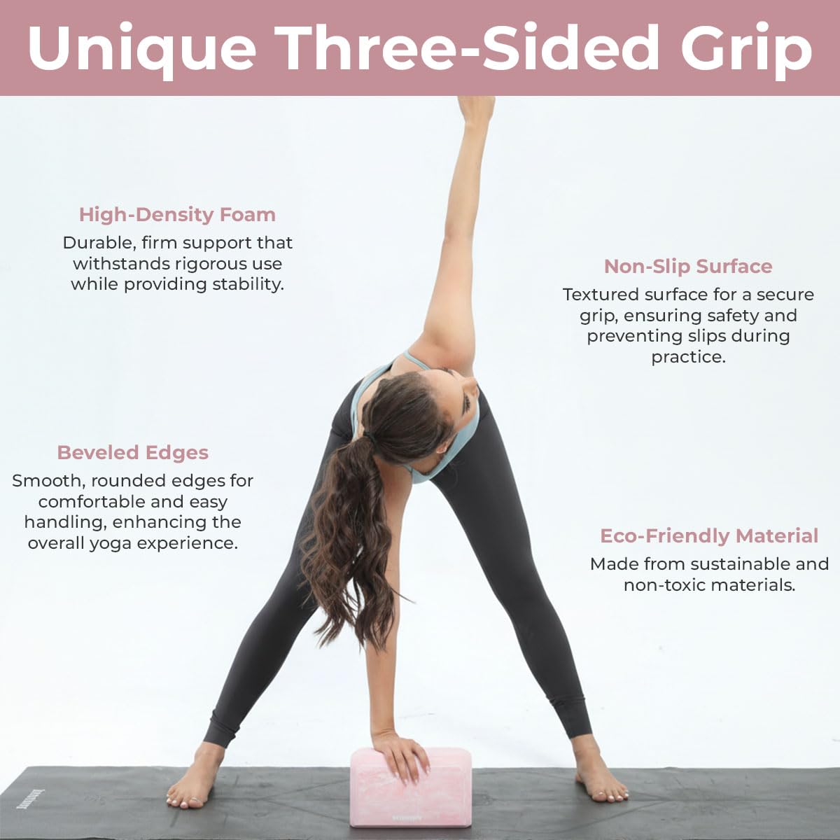 NEUMEE Yoga Block, EVA Foam Yoga Brick with Arc Shape & Non-Slip Grip, Lightweight Portable Yoga Block for Women Men, Ink Painting Design, Yoga Accessories for Poses, Pilates, Meditation, Balance & Stretching