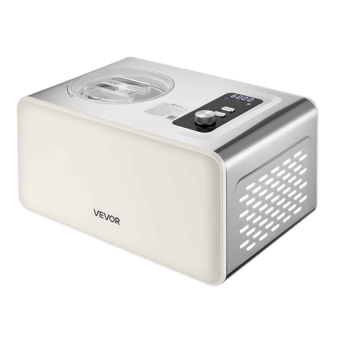 VEVOR Automatic Ice Cream Maker with Built-in Compressor, 2 Quart No Pre-freezing Gelato Maker, Electric Sorbet-Maker, 3 Modes Compressor Ice Cream Machine for Home Kitchen