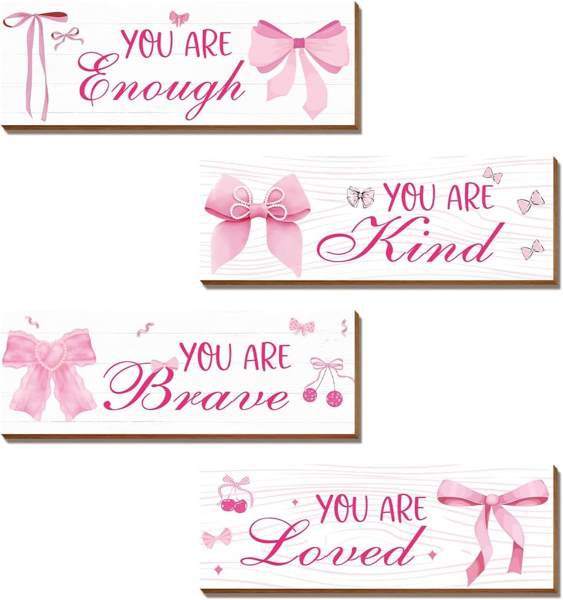 Skiennix Pink Wall Decor - 4 Pcs Inspirational Affirmations Art for Teen Girls' Rooms