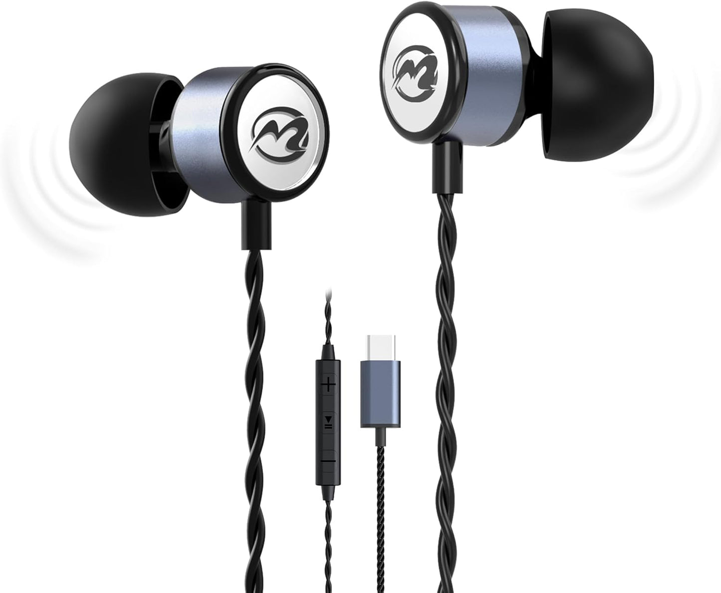 MORMOQUE EP09 4.9 Hi-Fi Stereo USB C Headphones,Type C in-Ear Wired Earbuds with Deep Bass and Built-in Mic,Noise